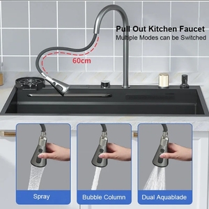 Design unico balena 304 in acciaio inox lavello a cascata lavello <span class=keywords><strong>cucina</strong></span> a fessura singola <span class=keywords><strong>lavabo</strong></span> nano verdura <span class=keywords><strong>lavabo</strong></span> - Product Image 4