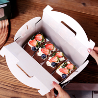 Custom Logo Eco-friendly Food Grade Portable White Cardboard Swiss Roll Cake Box with Transparent Window for Bakery Packaging