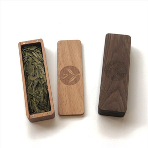 Caja de Té de Madera Rectangular con Tapa Magnética, Almacenamiento de Té Suelto, Diseño Simple, Empaque para Regalo - Product Image 1