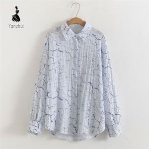Atasan Wanita Model Baru Lengan Panjang <span class=keywords><strong>Formal</strong></span> Kasual Bermotif Grafis Blus Longgar Bahan Sifon - Product Image 4