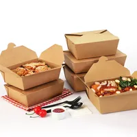 Boîte à lunch en papier kraft biodégradable écologique Emballage en carton à emporter avec logo imprimé personnalisé de qualité alimentaire pour sushi et nouilles
