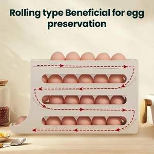Contenedor Caja de Almacenamiento para Huevos Frescos de 4 Capas para Refrigerador de Alta Capacidad con Estante Rodante Automático - Product Image 2
