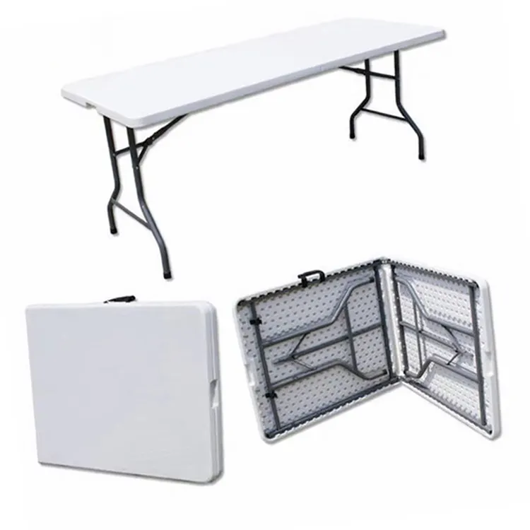 6ft 180cm Table Foldable White Garden Molded Furniture Folding Rectangular Dining Table For Home High Quality