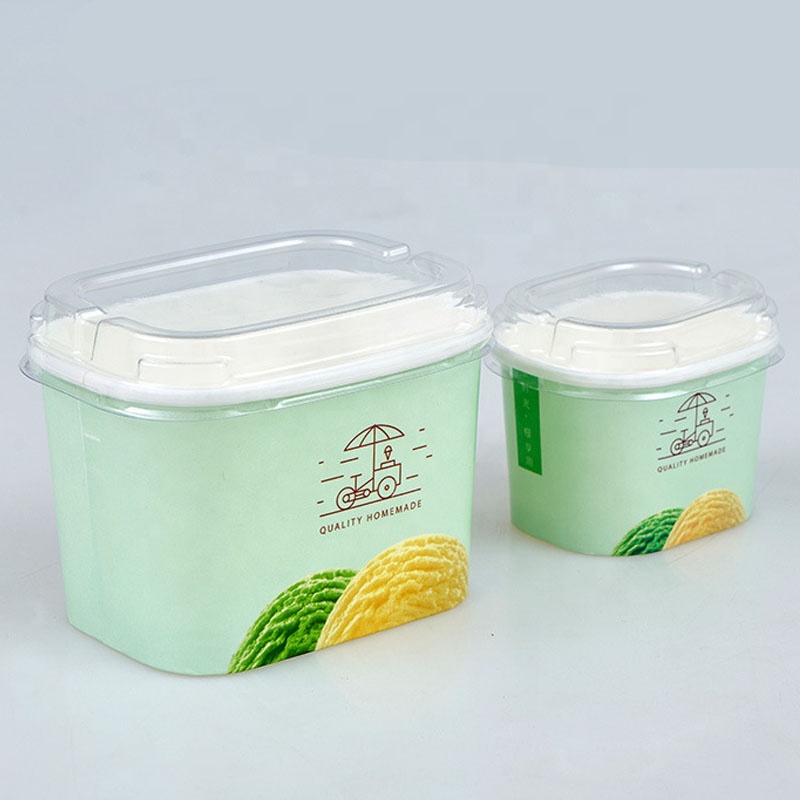 Square Disposable Paper Cups Pudding Ice Cream Jelly Cake Paper Container with Custom Printing