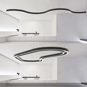 Lámpara Colgante LED Personalizada para Oficina, Lámpara de Techo LED de Aluminio con Forma Ovalada y Circular - Product Image 2