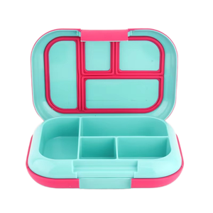 Portable Sealed Food Grade Leak Proof Heatable Microwavable BPA Free Dual Tier 4 Compartment <b>Plastic</b> Bento <b>Box</b> for Kids School - Product Image 1