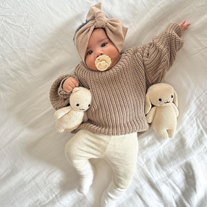 <span class=keywords><strong>Pull</strong></span> à col rond à manches longues pour bébés garçons et filles, en coton épais 100%, pour l'hiver - Product Image 4