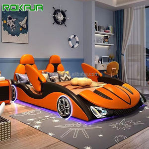 Hot Selling Car-shaped Kid <strong>Bed</strong> Luxury Leather <strong>Cool</strong> Cartoon <strong>Bed</strong> Home Bedroom Double Soft Children's <strong>Bed</strong> With Storage Space - Product Image 1