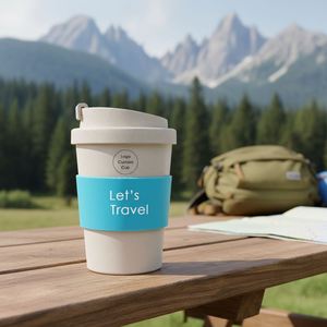 12Oz Reusable <b>Bamboo</b> Coffee Tumbler Flip Top Custom Logo Drink Cup Leak Proof Travel <b>Mug</b> for Business Gifts - Product Image 1