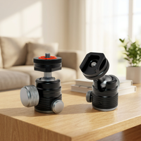 Mini tête de trépied rotative à 360 degrés en alliage d'aluminium avec vis 1/4" et adaptateur de montage fileté 3/8" pour appareil photo reflex numérique et monopode, charge maximale 3 kg