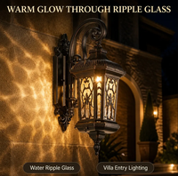 Lanterne murale de style européen, verre hexagonal, éclairage extérieur, aluminium, IP65, résistant aux intempéries, pour villa, jardin, patio, véranda, entrée de maison