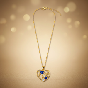 Collar de Aleación con Baño de Rodio Personalizado, Colgante de Corazón con Esmalte Azul, Racimo de Circonitas, Filigrana Calada, Caja de Regalo Fina para Mujer, Regalo Romántico - Product Image 5