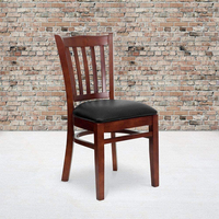 Chaises de restaurant en bois avec siège rembourré noir, chaises de salle à manger en bois massif pour café, bistrot, hôtel, banquet