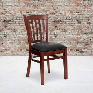 Chaises de restaurant en bois avec siège rembourré noir, chaises de salle à manger en bois massif pour café, bistrot, hôtel, banquet - Product Image 6