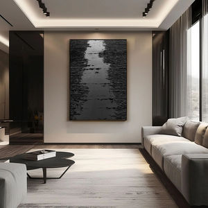 Peinture à l'huile personnalisée minimaliste noire <span class=keywords><strong>Chemin</strong></span> <span class=keywords><strong>de</strong></span> minuit Art mural encadré Nature morte Paysage pour la maison et la galerie - Product Image 5
