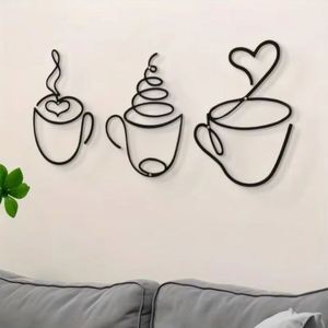 ของตกแต่งผนังร้านกาแฟ ของตกแต่งภายในร้านกาแฟ ภาพวาดเหล็กแขวนผนัง - Product Image 2