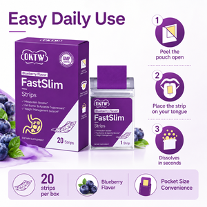OKTW FastSlim Bandes buvables pour la gestion de l'appétit et la perte de poids, saveur myrtille, en stock, échantillons gratuits, marque privée - Product Image 2