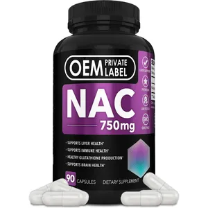 NAC suplemen n-asetil Cysteine Pills 750mg N asetil Cysteine murni kapsul Vitamin hati dan antioksidan mendukung NAC kapsul