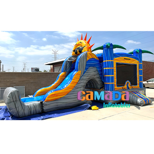 Joli château gonflable de couleur magique et piscine de toboggan château plein d'entrain gonflable palmier commercial toboggan aquatique - Product Image 2