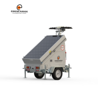 Tour d'éclairage solaire portable 1500W sur remorque, système d'éclairage LED mobile