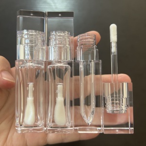ISMAN Envase de Brillo Labial Cuadrado de Lujo Transparente de 4ml 10ml con Aplicador Grande, Tubo de Cristal para Brillo Labial Vacío con Logotipo Personalizado - Product Image 1