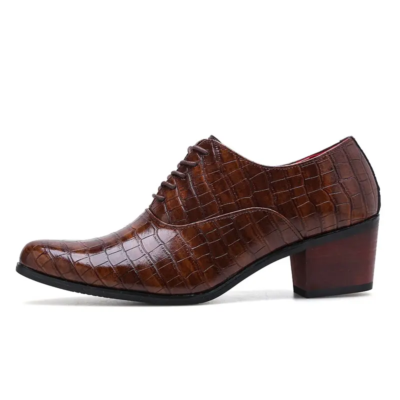 2022 Hot Sale Crocodile Men's Heel shoes Formal Leather Brown Men Loafers Dress Shoes Fashion Mens Casual Shoes