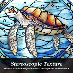 Turtle Suncatchers Stained Glass <b>Window</b> Hanging Turtle Ocean Suncatcher Glass <b>Panel</b> with Riband Hangings Marine Life Sun Catcher - Product Image 2