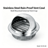 Capot de ventilation mural rond en acier inoxydable 304, résistant à la pluie, pour système de ventilation d'échappement HVAC