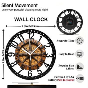 <span class=keywords><strong>Orologio</strong></span> da <span class=keywords><strong>Parete</strong></span> in Ferro da 25cm Ispirato allo Stile Steampunk con Ingranaggi <span class=keywords><strong>a</strong></span> <span class=keywords><strong>Vista</strong></span> e Dettagli con Rivetti - Product Image 2