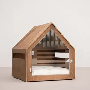 Wood Luxury Dog Kennel Furniture Indoor Dog Crate Furniture Side Cabinet Table Modern Dog Crate