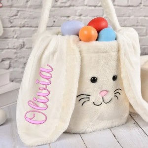 Borsa Tote in <span class=keywords><strong>Peluche</strong></span> a Forma di Coniglio Adorabile per Ordini all'Ingrosso <span class=keywords><strong>con</strong></span> <span class=keywords><strong>Nome</strong></span> Ricamato per Collezione Uova di Pasqua e Regalo per Bambini - Product Image 5