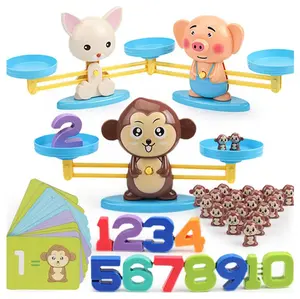 卸売 バランススケール子供-数学マッチゲームボードおもちゃモンキーキャットマッチスケールナンバーバランスゲームキッズ教育玩具子供用