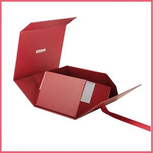Customized Cardboard <b>Packing</b> Box Carton Box Red <b>Paper</b> Gift Box Apparel Cosmetic Packaging Box with Ribbon Closure - Product Image 2