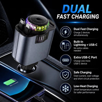 Lampe Starlight, chargeur de téléphone rétractable pour voiture, chargeur rapide 5 en 1, 45W, port Type-C, adaptateur de téléphone portable, diffuseur d'arômes coloré