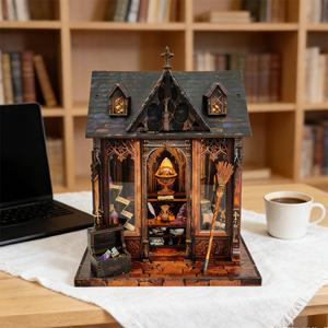 <span class=keywords><strong>Casa</strong></span> <span class=keywords><strong>de</strong></span> Muñecas <span class=keywords><strong>de</strong></span> Madera en Miniatura DIY, Rompecabezas 3D <span class=keywords><strong>de</strong></span> Madera con Cubierta Antipolvo, Ideal para Regalo, Puede Iluminarse - Product Image 2