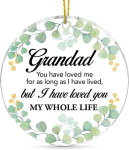 Cadeaux pour <span class=keywords><strong>grands</strong></span>-<span class=keywords><strong>parents</strong></span>, décorations de Noël, souvenirs, décorations d'arbre en acrylique à suspendre, texte « L'AMOUR des <span class=keywords><strong>grands</strong></span>-<span class=keywords><strong>parents</strong></span> », cœurs/eucalyptus - Product Image 3