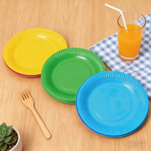 Assiette ronde en papier pour fête d'anniversaire colorée jetable - Product Image 3