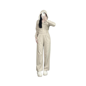 Meilleure vente, ensemble 2 pièces pour femme, vêtements classiques pour femme, veste à capuche respirante avec pantalon à jambe droite long, échantillon gratuit - Product Image 1