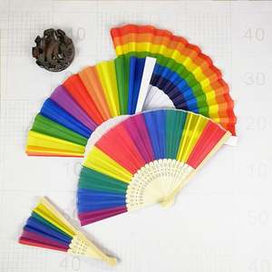 Abanicos Plegables de Bambú Personalizados con Diseño de Arcoíris, Abanicos de Mano de Plástico Coloridos para el Orgullo LGBT, Decoraciones de Boda, Decoraciones para el Hogar, Pintados - Product Image 5