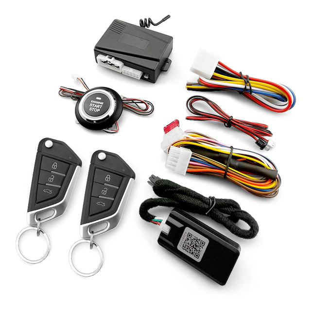 LE-CJ Car Alarm Remote Control PKE Car Keyless Entry Engine Start Alarm System Push Button Remote Starter Stop Auto With Horn