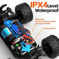 Camion RC avec éclairage LED atmosphérique 1:16 4WD, monster truck tout-terrain RC RTR avec moteur à balais 390 et télécommande 2,4 GHz WLtoys 164018