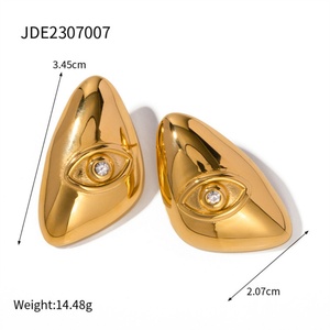 Pendientes de Moda Chapados en Oro con Zirconia para Mujer, Diseño de Ojo, Pendientes Llamativos - Product Image 6