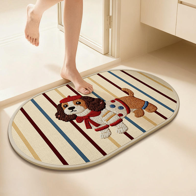 Semelle en caoutchouc chanvre Sally - chiot rayé bleu irrégulier