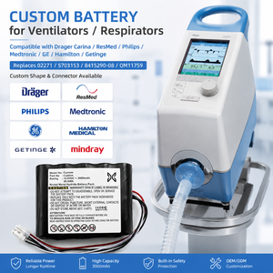 Batería Personalizada para Ventilador/Respirador Compatible con Drager, ResMed, <span class=keywords><strong>Philips</strong></span>, Medtronic, GE, Hamilton, Mindray OEM - Product Image 2