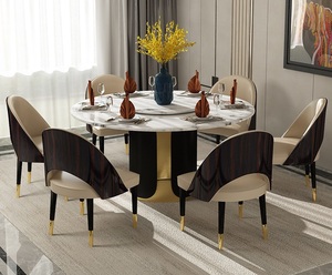 Mesa de comedor redonda de mármol, diseño de lujo, estilo italiano, con diseño redondo - Product Image 3