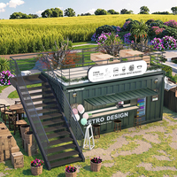 Restaurant modulaire préfabriqué en acier de 40 pieds avec cuisine intégrée pour bar, bistrot, commerce, kiosque mobile