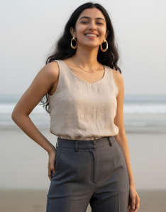 Haut en lin respirant pour femme, léger, confortable, élégant, parfait pour les occasions décontractées, le bureau, les voyages et le quotidien. - Product Image 1