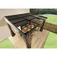 DEEZON Toit à persiennes entièrement automatique Pergola d'extérieur étanche en aluminium résistant à l'eau en MDF à rabat rétractable et pliable