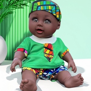 2026 New African Baby Simulation <b>Doll</b> <b>Black</b> Skin <b>Doll</b> Full Glue Water Bathing Toy Wholesale - Product Image 4