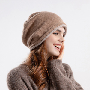 Simple automne hiver coréen tricoté tas Slouchy Beanie chapeau chaud oreille protecteur femmes froid chapeau grand chapeau - Product Image 5